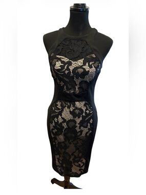 Cache Black Lace Midi Dress